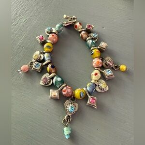 Otazu Swarovski Crystal Beaded Charm Toggle Bracelet